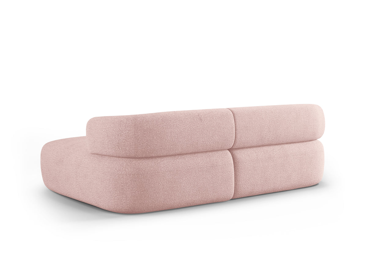 Right-facing 2-seater corner sofa ALDRIN in powder pink boucle