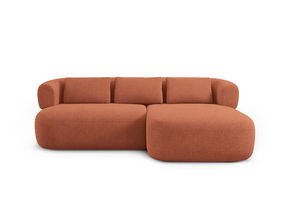 Right-facing 2-seater corner sofa ALDRIN in brick boucle
