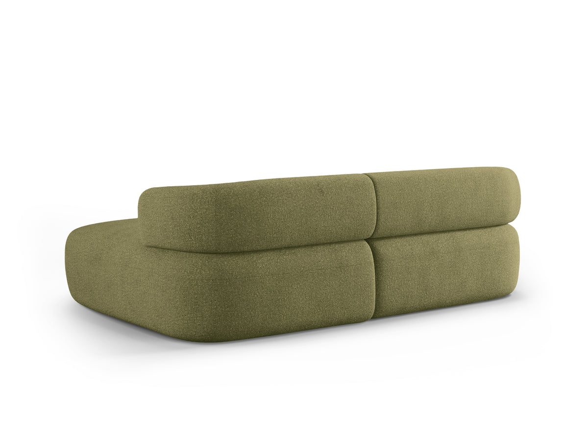 Right-facing 2-seater corner sofa ALDRIN in green boucle