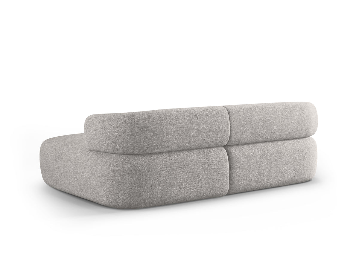 Right-facing 2-seater corner sofa ALDRIN in light gray boucle