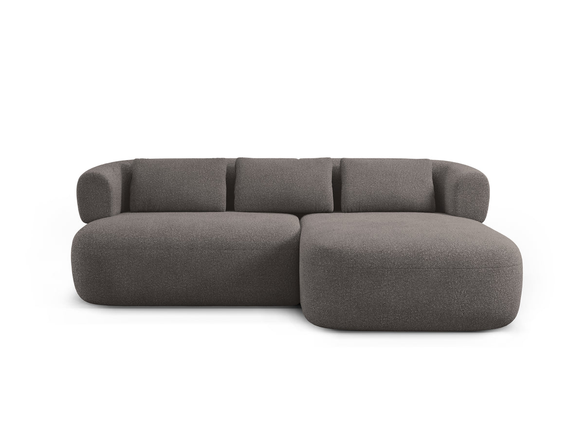 Right-facing 2-seater corner sofa ALDRIN in gray boucle