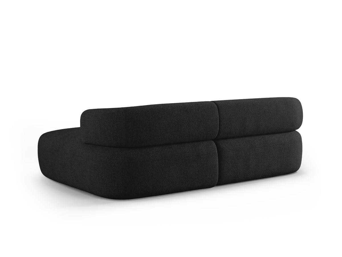 Right-facing 2-seater corner sofa ALDRIN in black boucle