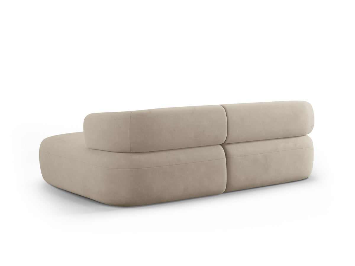 Beige Velvet Right-Handed Two-Seater Sofa ALDRIN