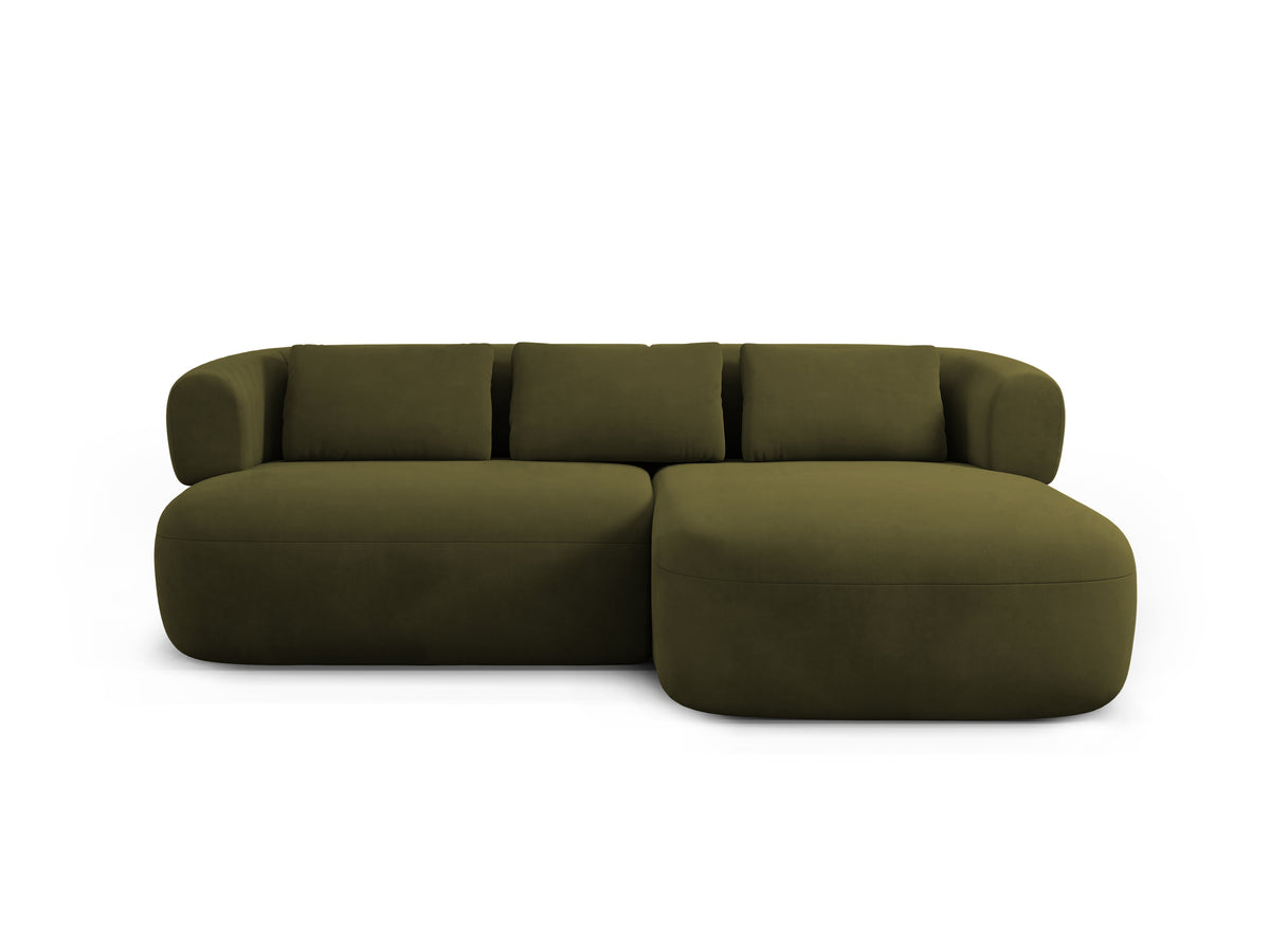 Green velvet right-facing two-seater sofa ALDRIN