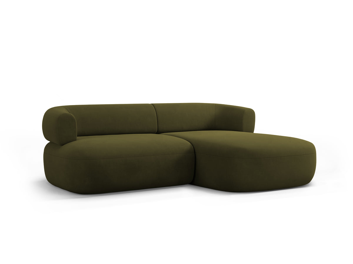 Green velvet right-facing two-seater sofa ALDRIN