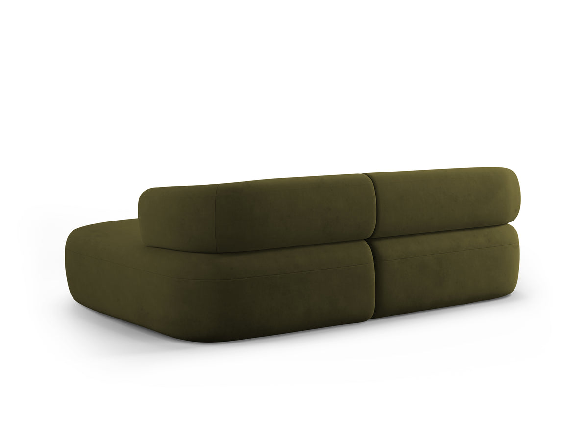 Green velvet right-facing two-seater sofa ALDRIN