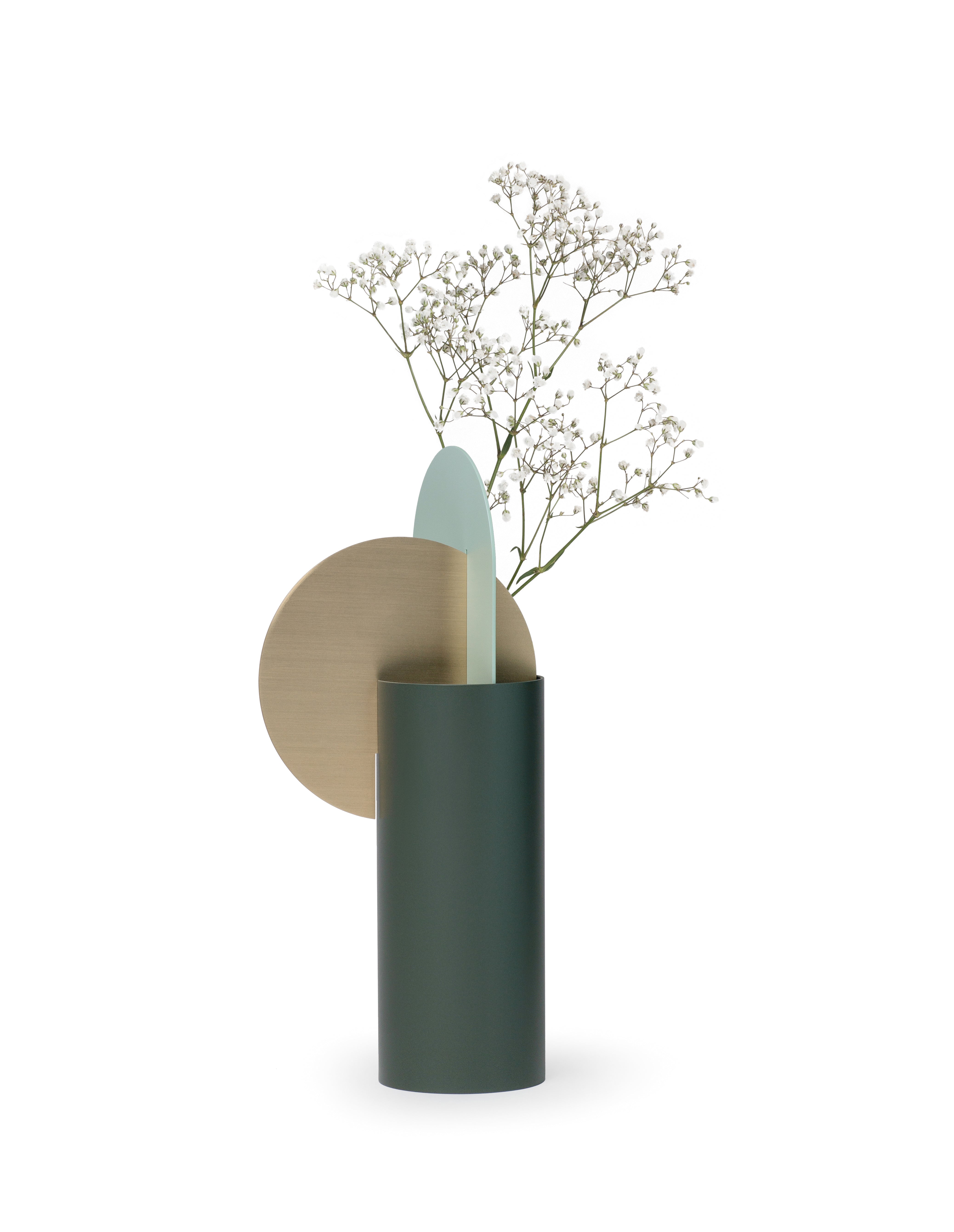 YERMILOV green vase with brass