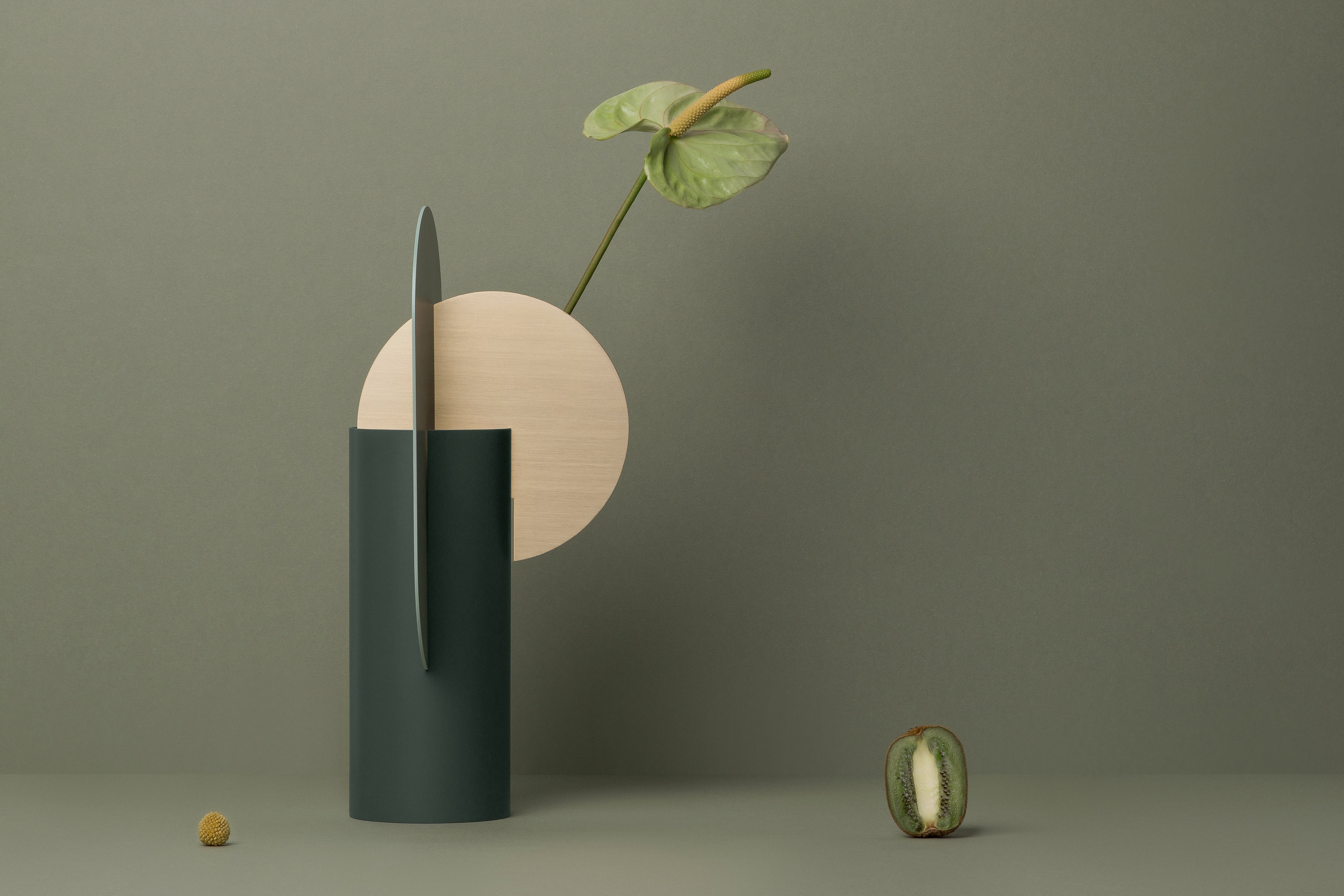 YERMILOV green vase with brass