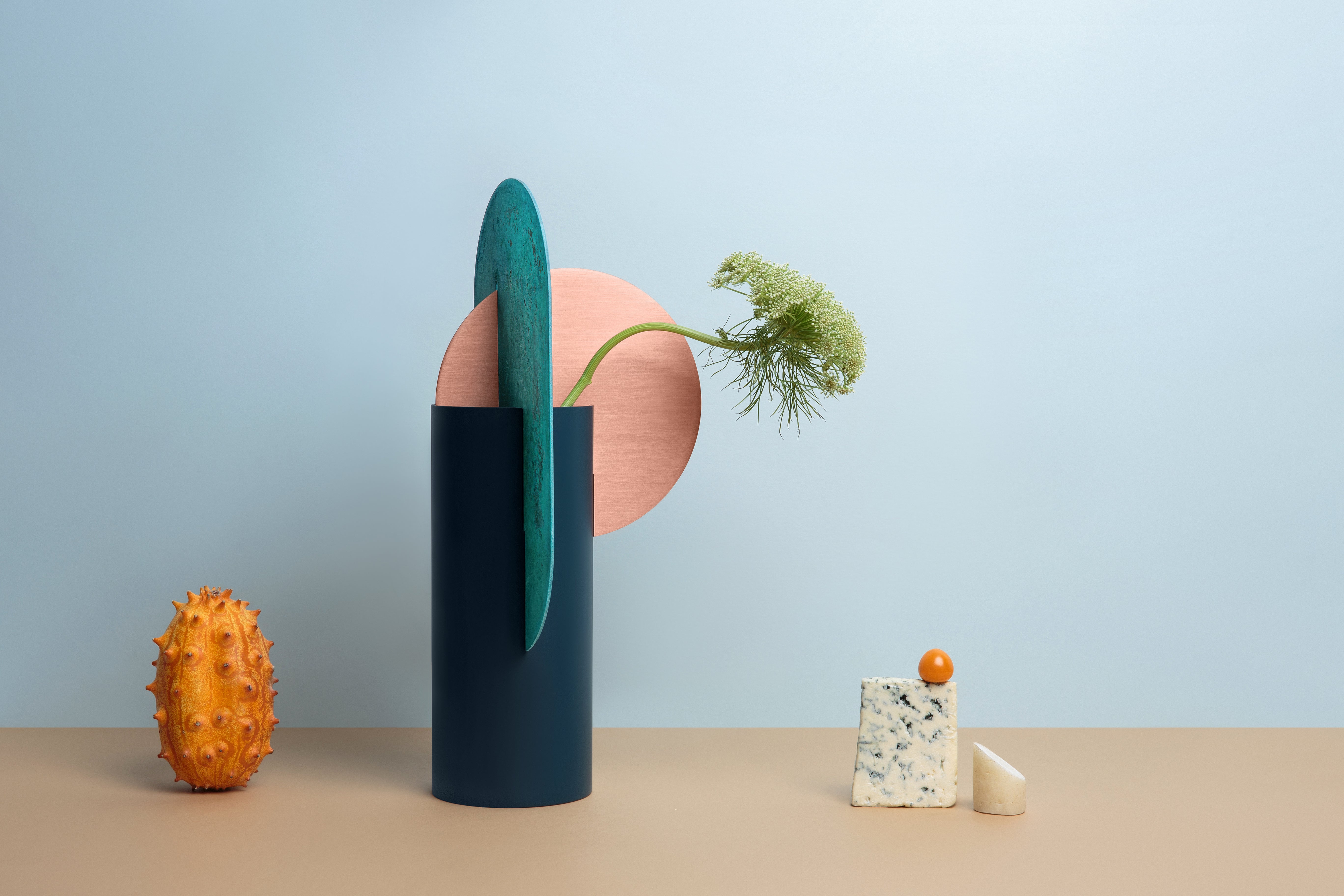 YERMILOV Vase - NUMBERED EDITION green with copper and oxidized copper