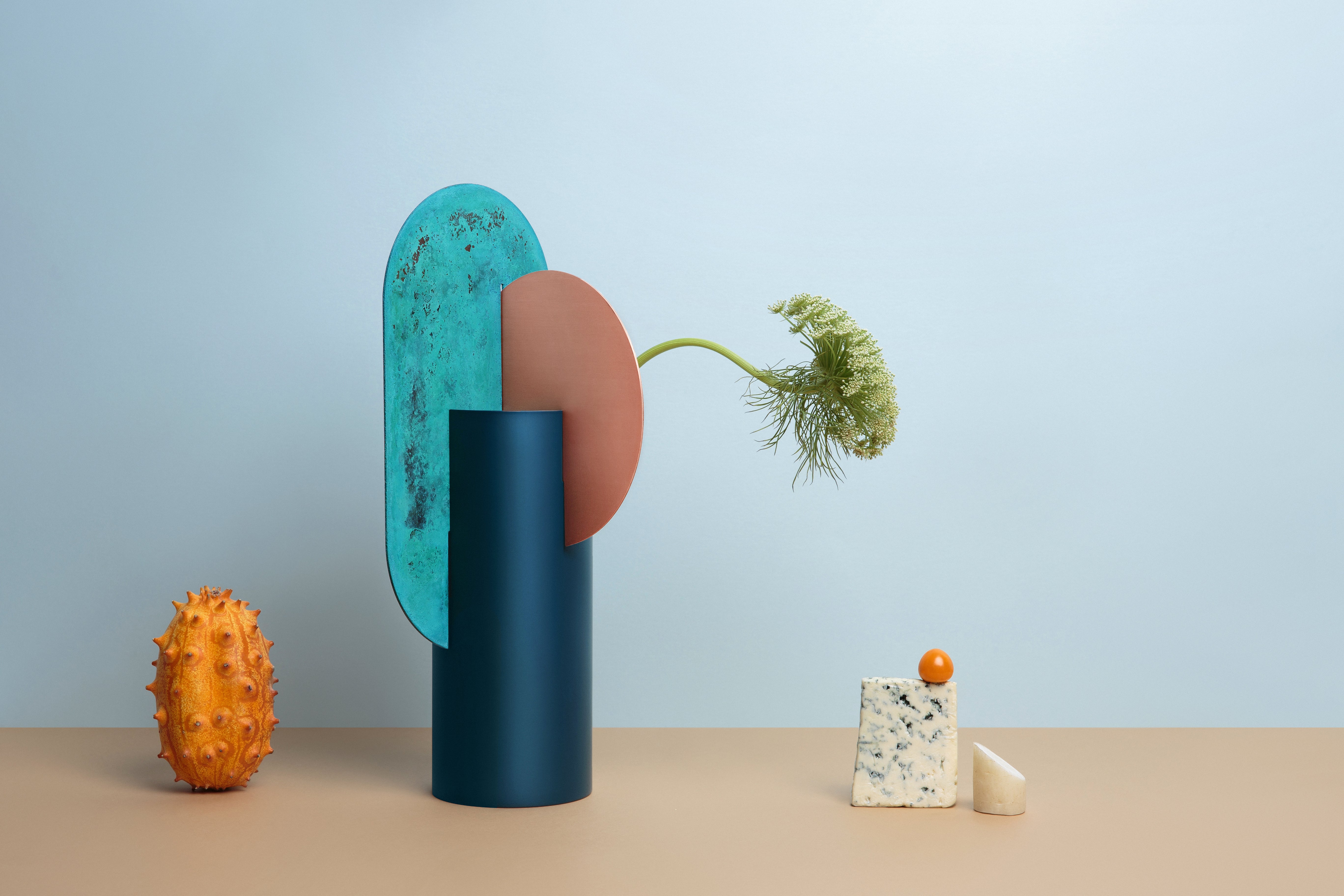 YERMILOV Vase - NUMBERED EDITION green with copper and oxidized copper