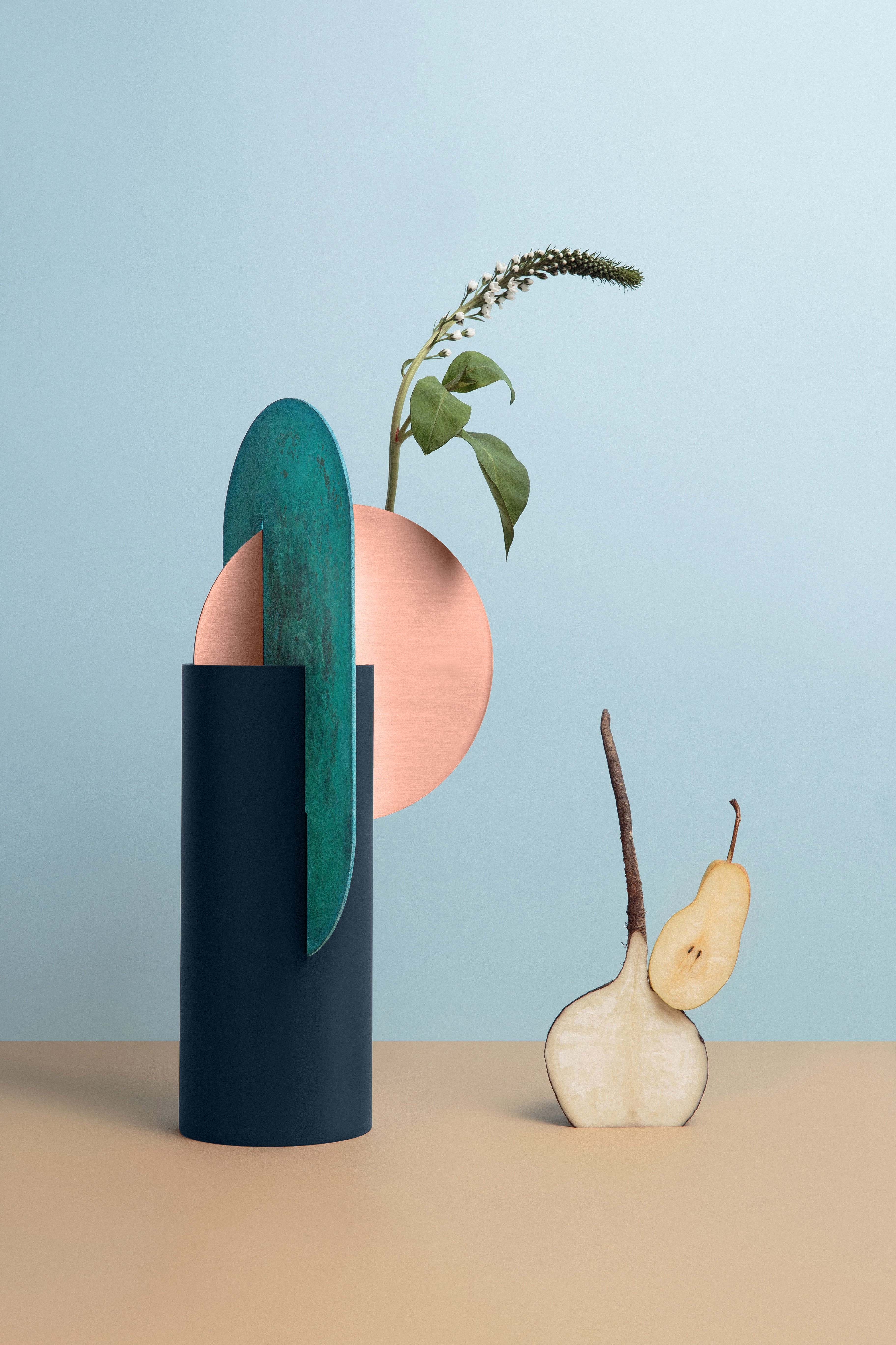 YERMILOV Vase - NUMBERED EDITION green with copper and oxidized copper
