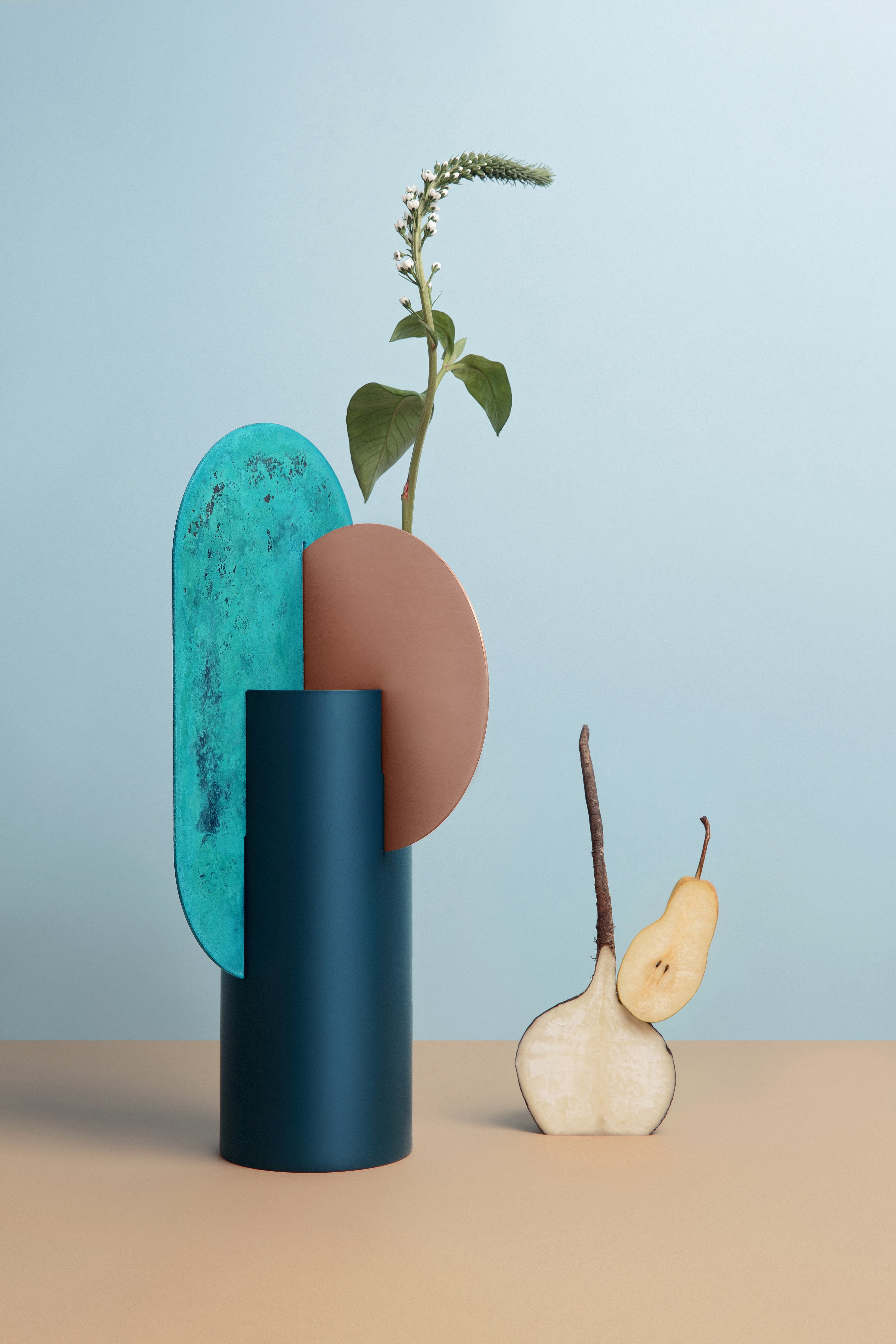 YERMILOV Vase - NUMBERED EDITION green with copper and oxidized copper