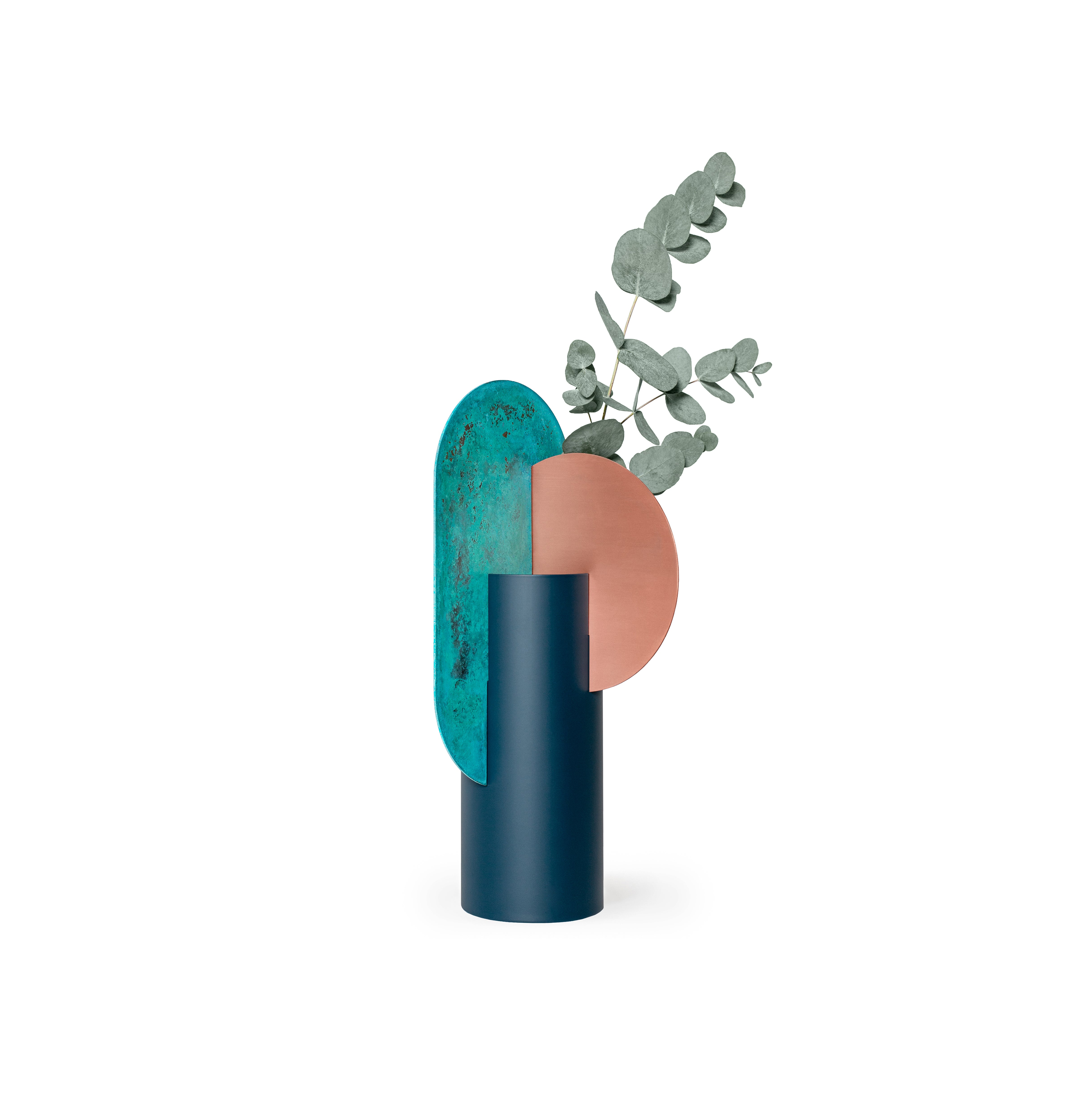 YERMILOV Vase - NUMBERED EDITION green with copper and oxidized copper