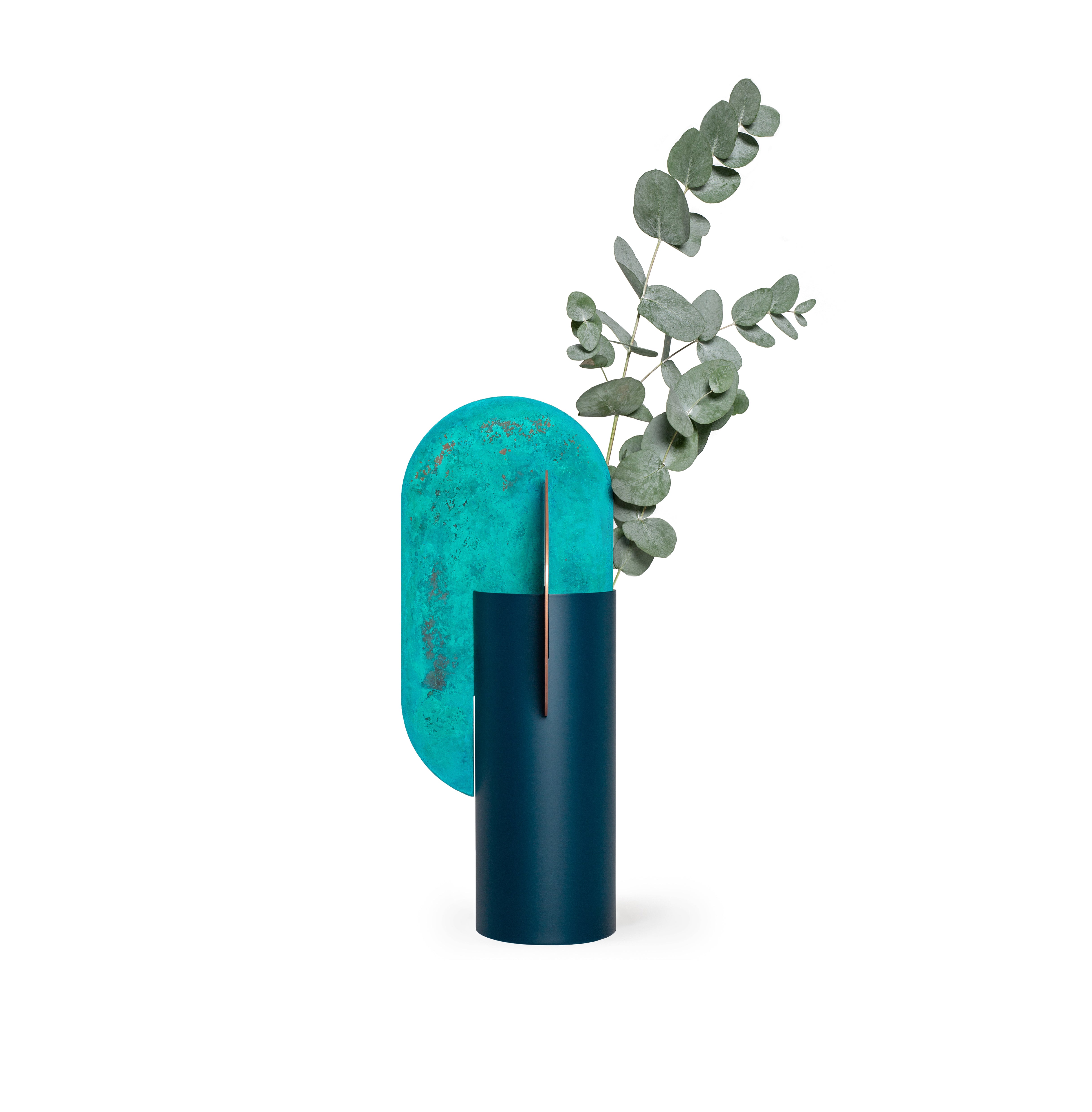 YERMILOV Vase - NUMBERED EDITION green with copper and oxidized copper