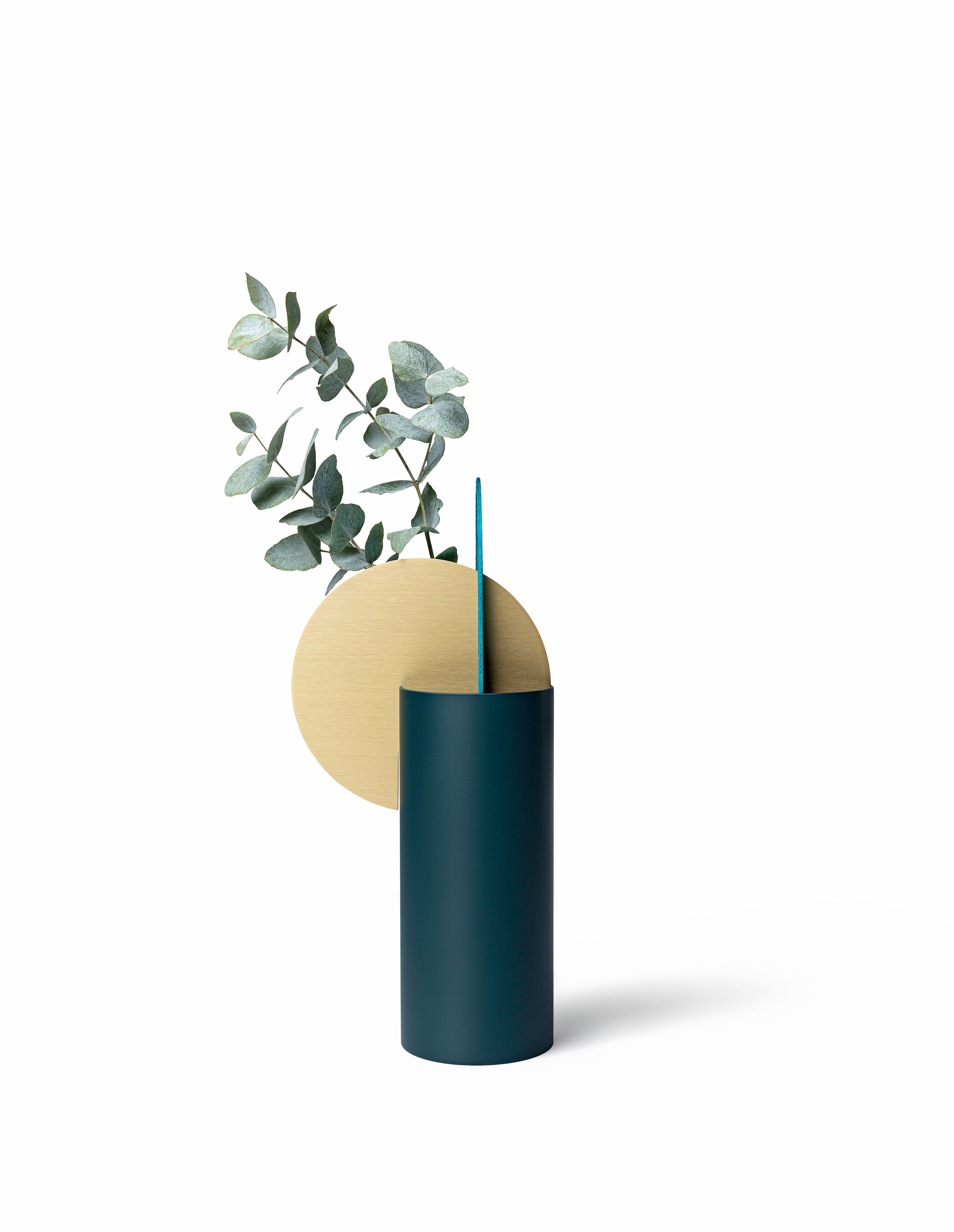 YERMILOV Vase - NUMBERED EDITION green with brass and oxidized copper