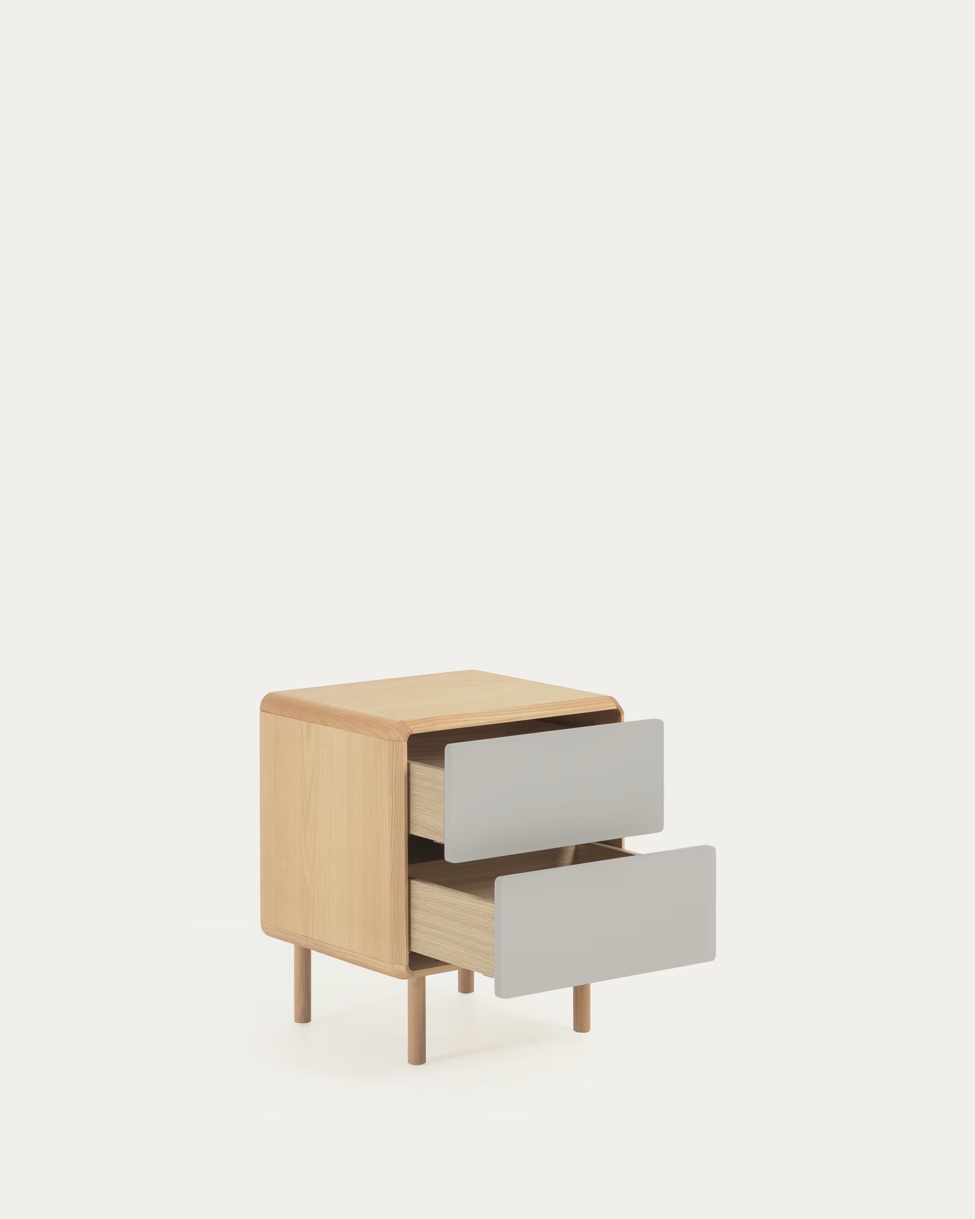Nachttisch ANIELLE hellgrau mit Holz