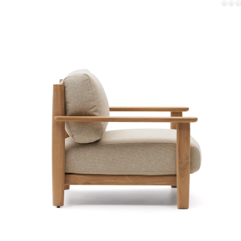 Tirant beige armchair with a wooden base