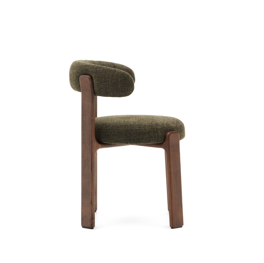 GRANITE chair in green chenille with a dark ash base