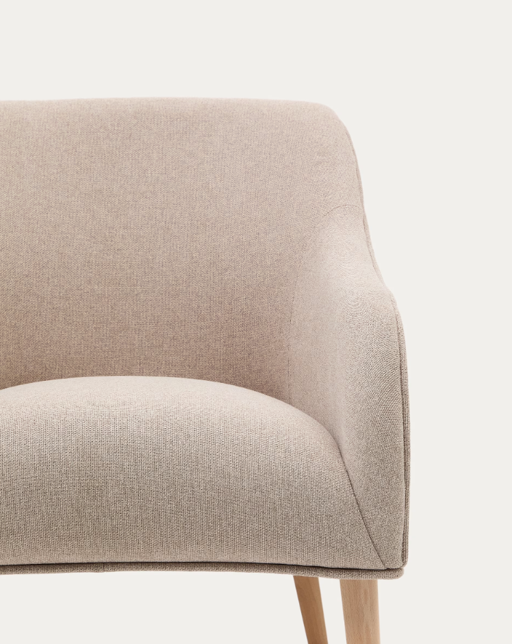 Bobly beige armchair with a wooden base