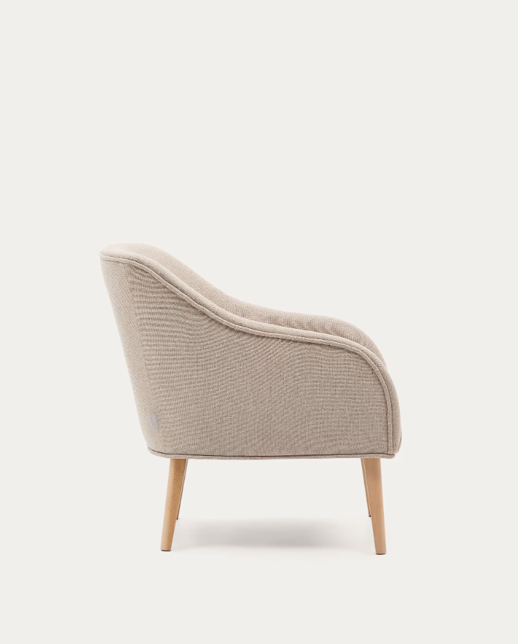 Bobly beige armchair with a wooden base