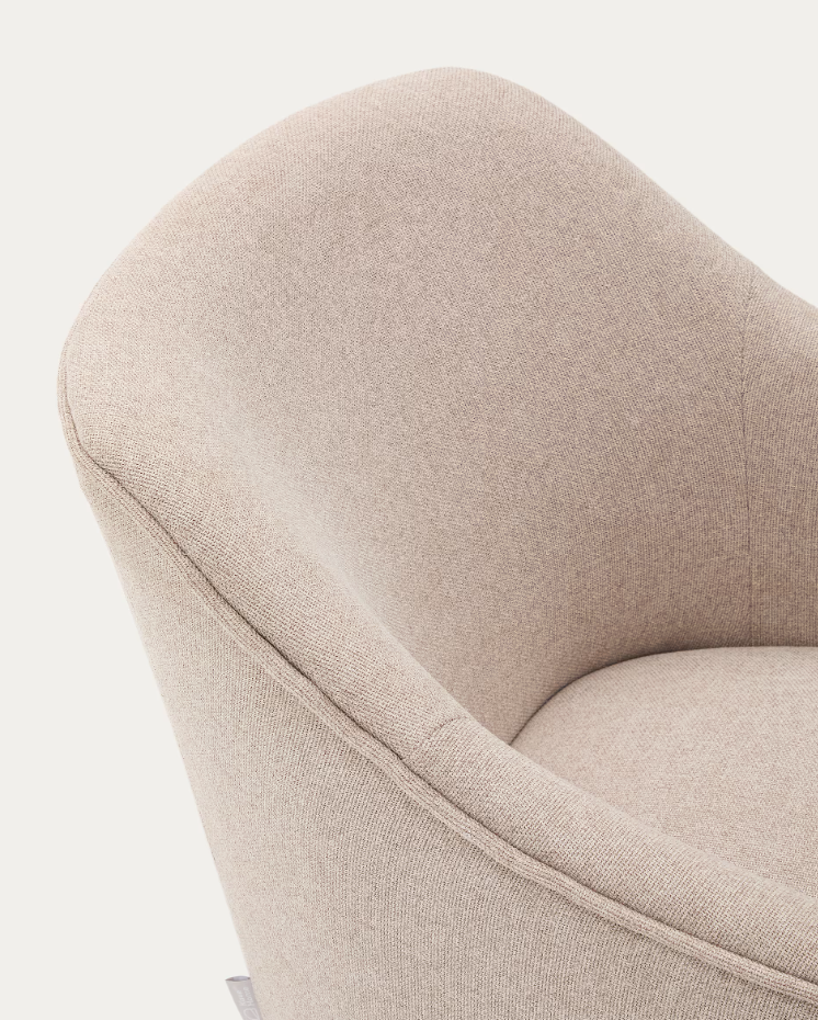 Bobly beige armchair with a wooden base