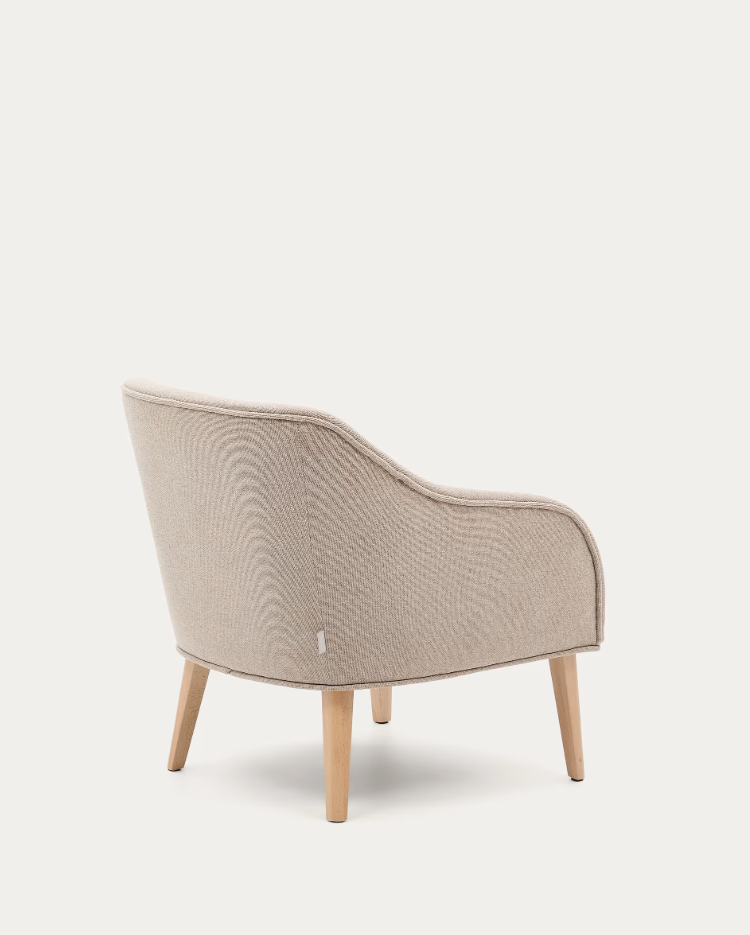 Bobly beige armchair with a wooden base