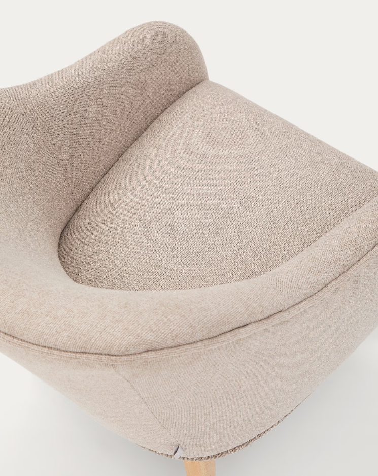 Bobly beige armchair with a wooden base