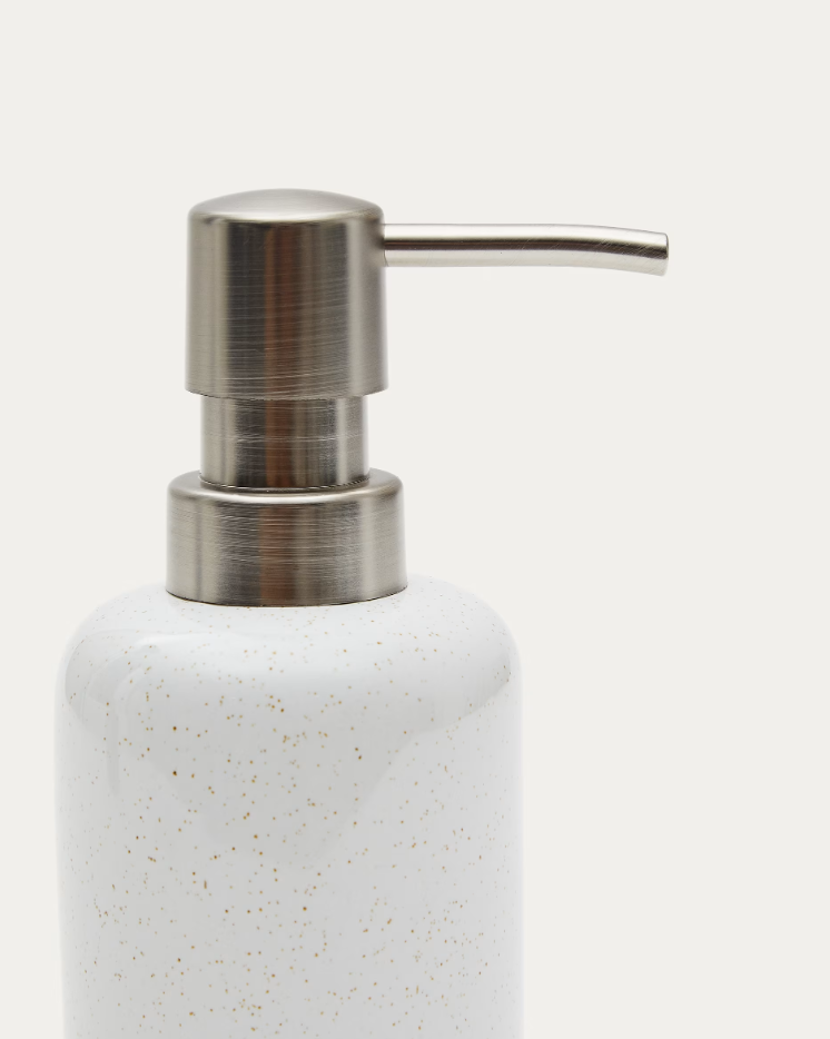 Selis soap dispenser beige-white stoneware