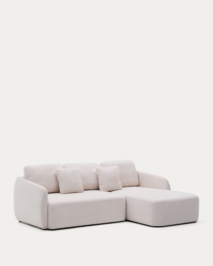 Right-sided corner sofa folding 3-person Écru laira