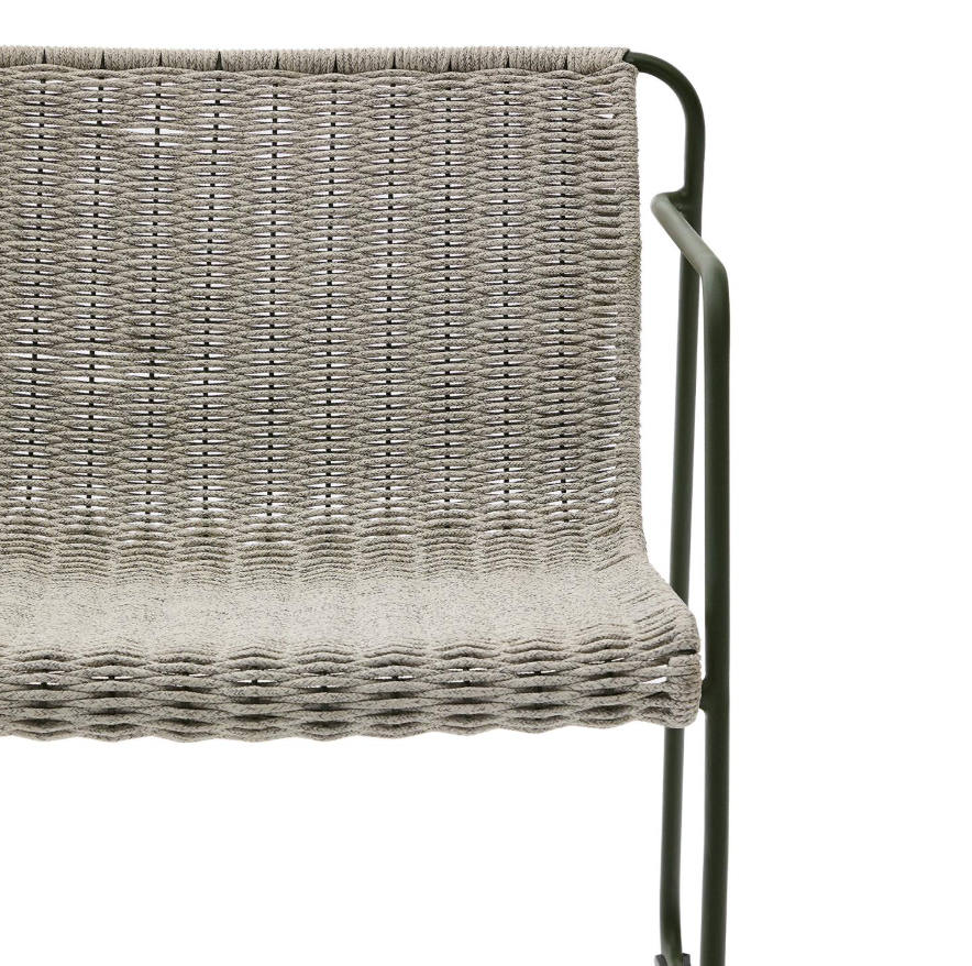 Maurina gray external armchair with a green steel base