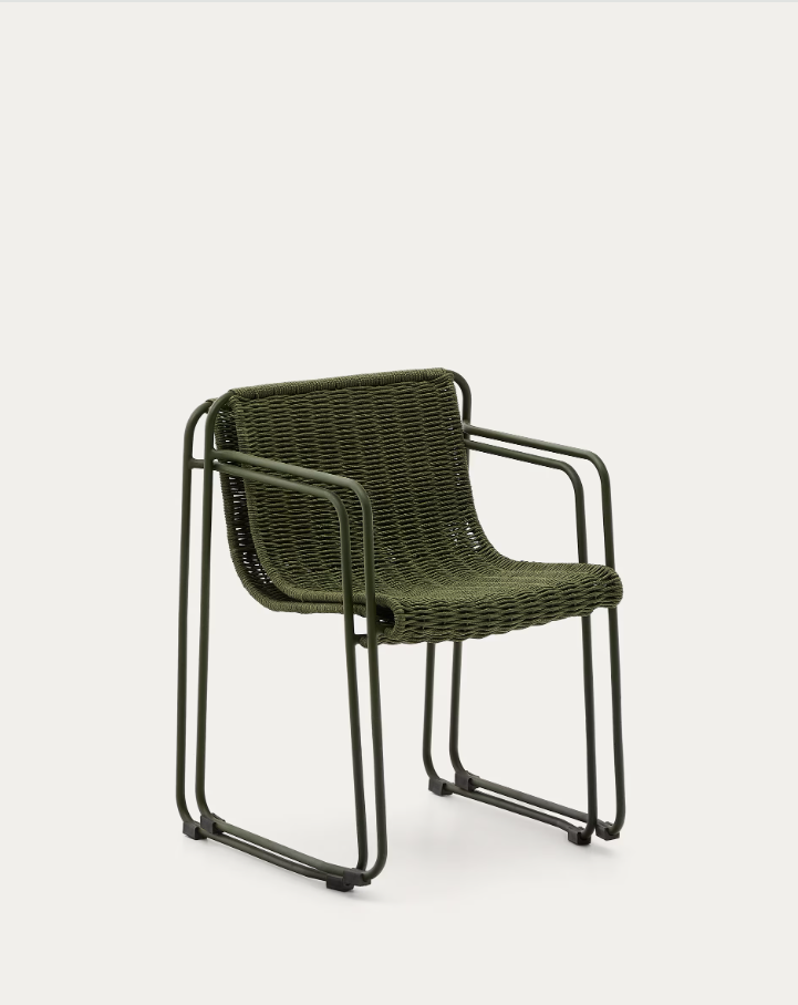 External chair Maurina Zielony with a green steel base