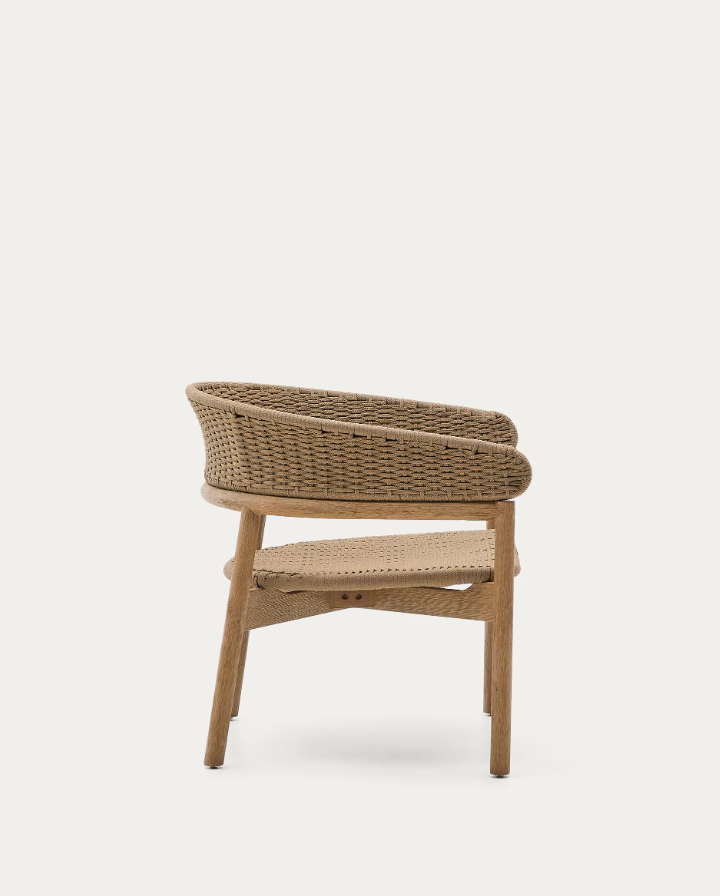 Arinella external armchair, solid acacia wood with a beige rope