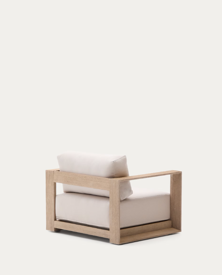 Ambra external armchair acacia wood with a creamy seat