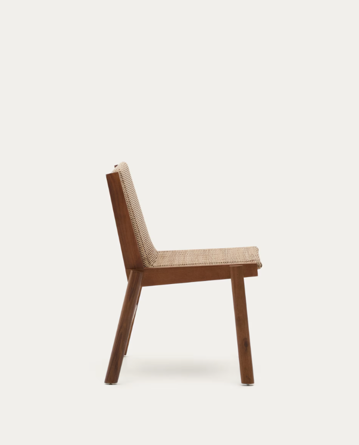 ITANI external chair, acacia wood with rattan seat