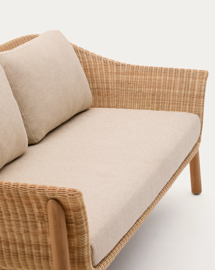 External sofa 2-person galea wood and rattan wood