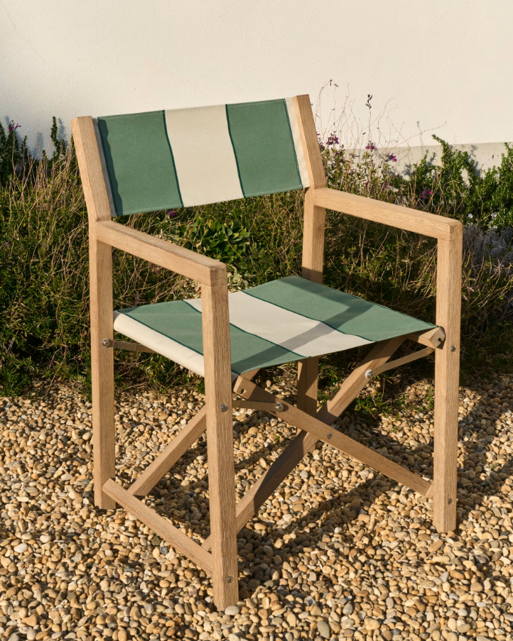 Eternal folding chair Vilara green and beige with acacia base [Julia] [Amelia SPR]