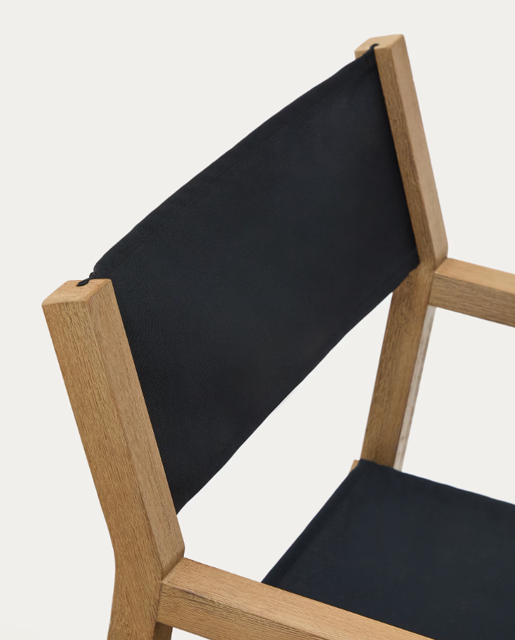 Vilara Black External Chair with an acacia base