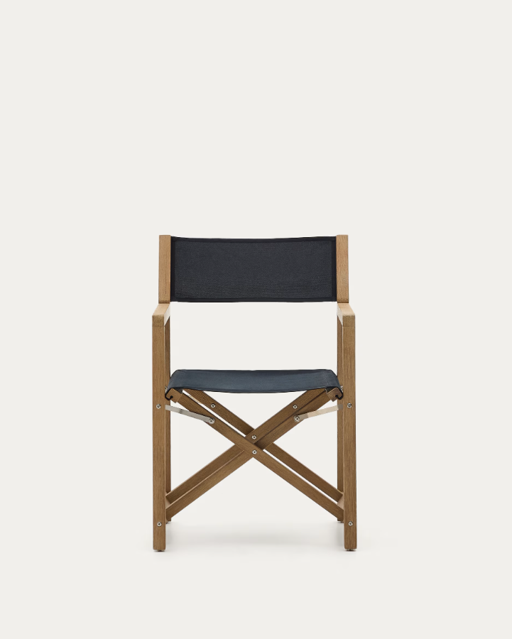 Vilara Black External Chair with an acacia base