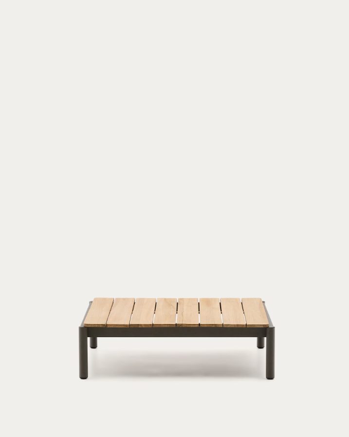 Sorells external coffee table with a dark green base