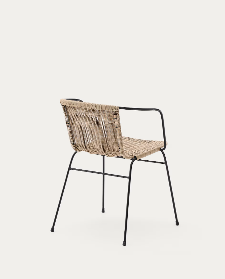 Eltiera Synthetic Rattan outer chair with steel armrests and base