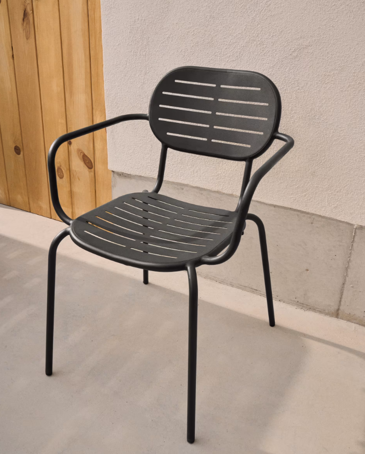 Garden chair with armrests Brai Graphite Stal [Julia]