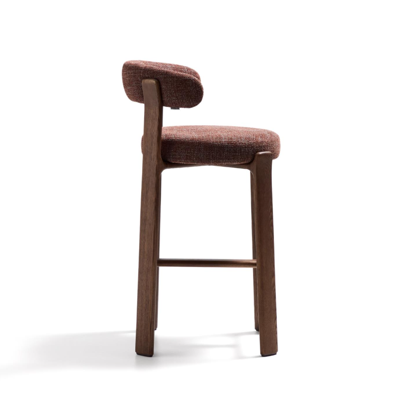 GRANITE brown chenille stool with a dark ash base