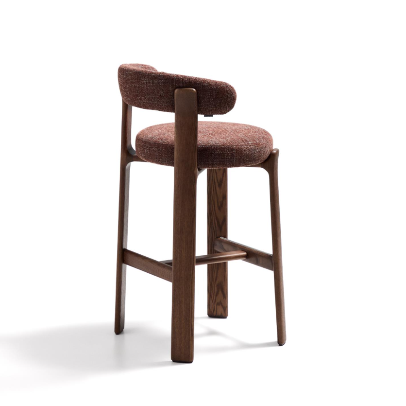 GRANITE brown chenille stool with a dark ash base
