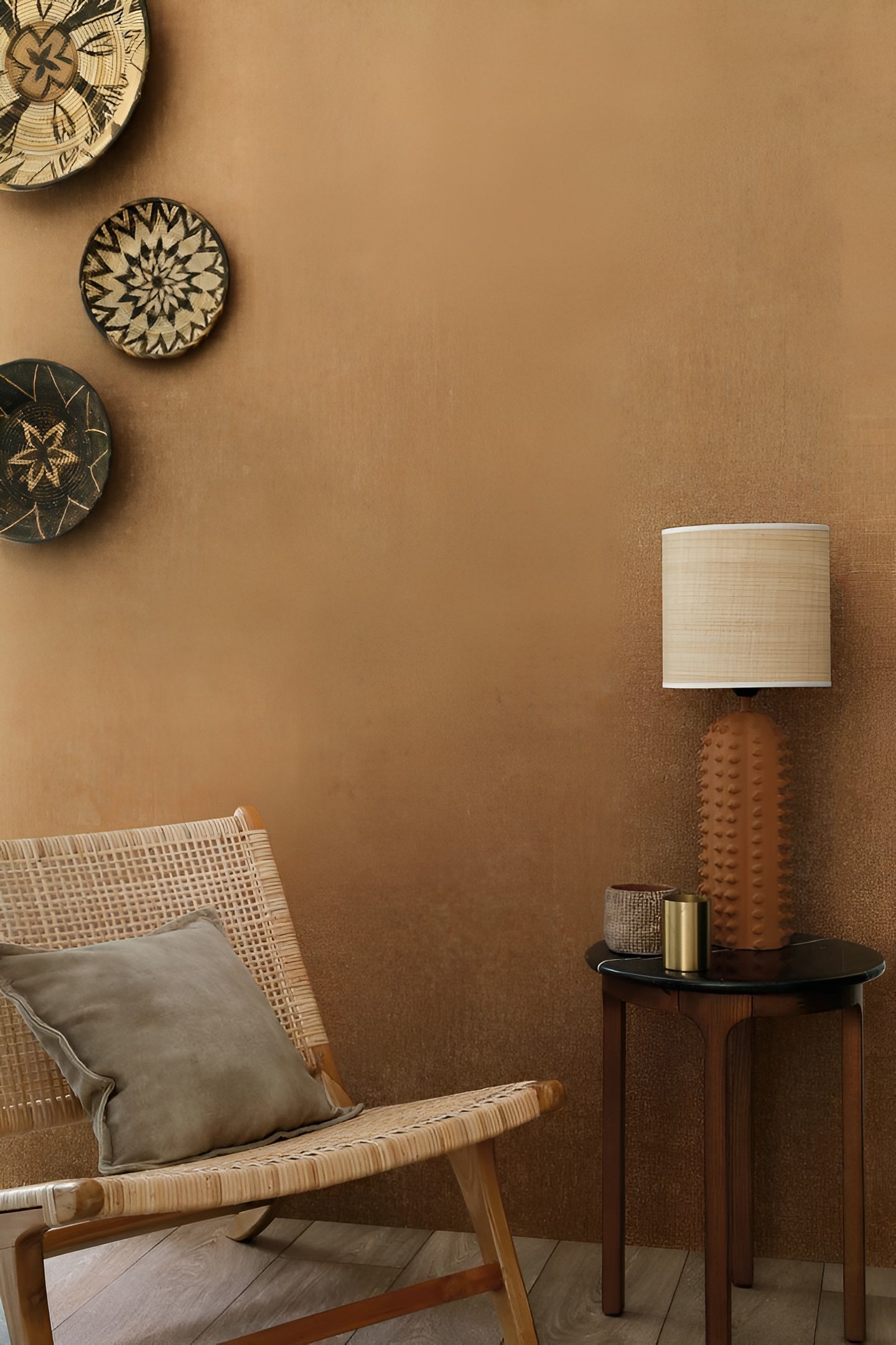 Structural wallpaper resembling linen TENERE - GRIS CENDRE warm gray