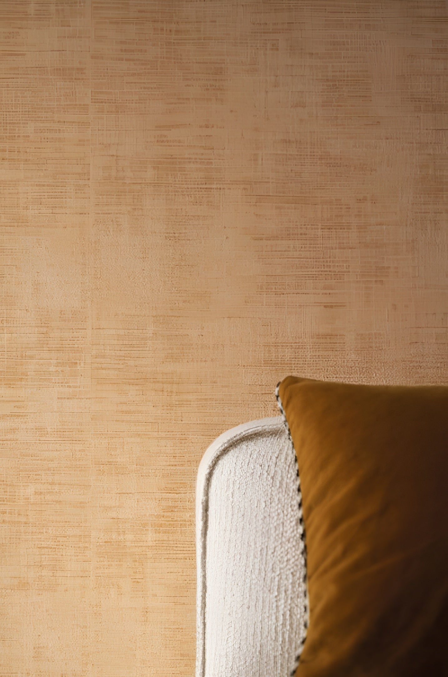 Structural wallpaper imitating worn canvas JOHARA - VERT DE GRIS gray with green