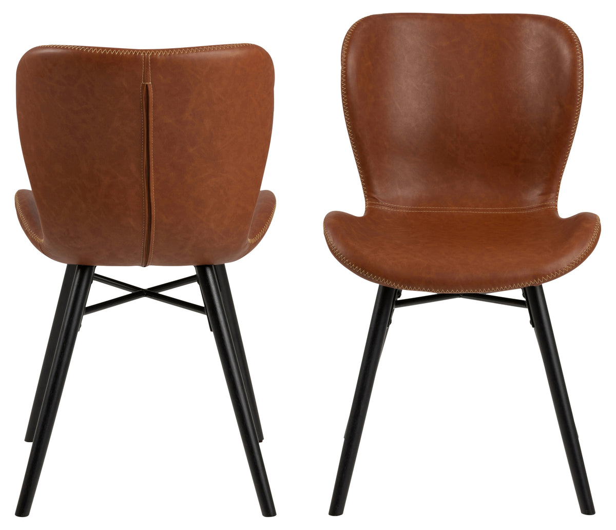 Batilda brandy leather chair with a black base