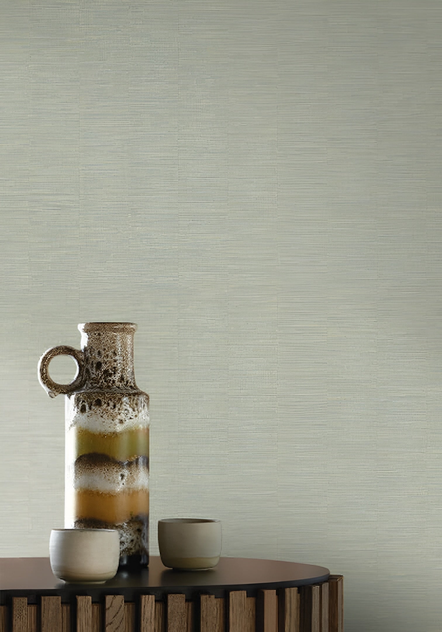 Metallic Textured Wallpaper in Stripes PLATINUM Ivory