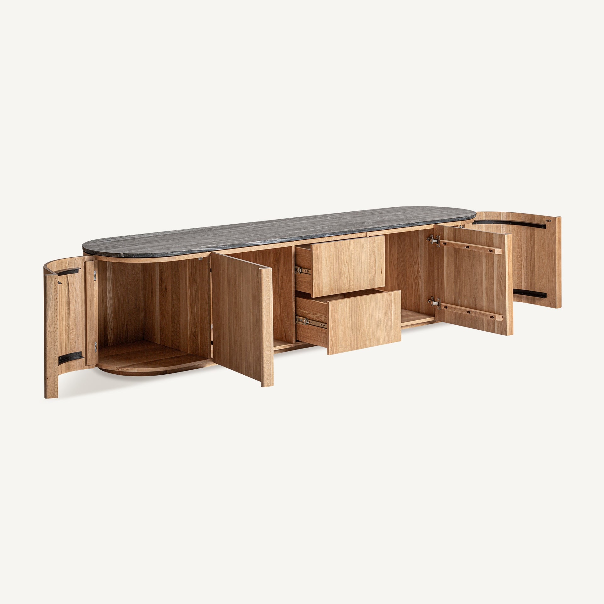 NARA Chest of Drawers in Oak Wood with Marble Top