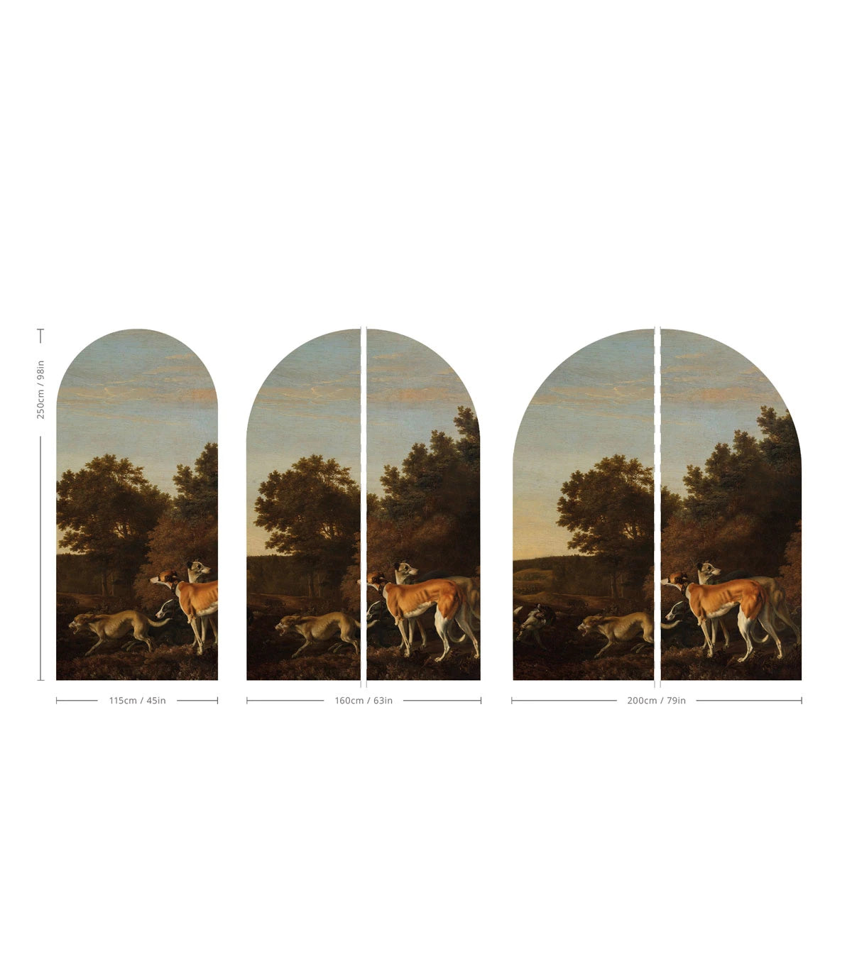 Vlies-Tapete in Bogenform CHART dunkelgrün mit Blau