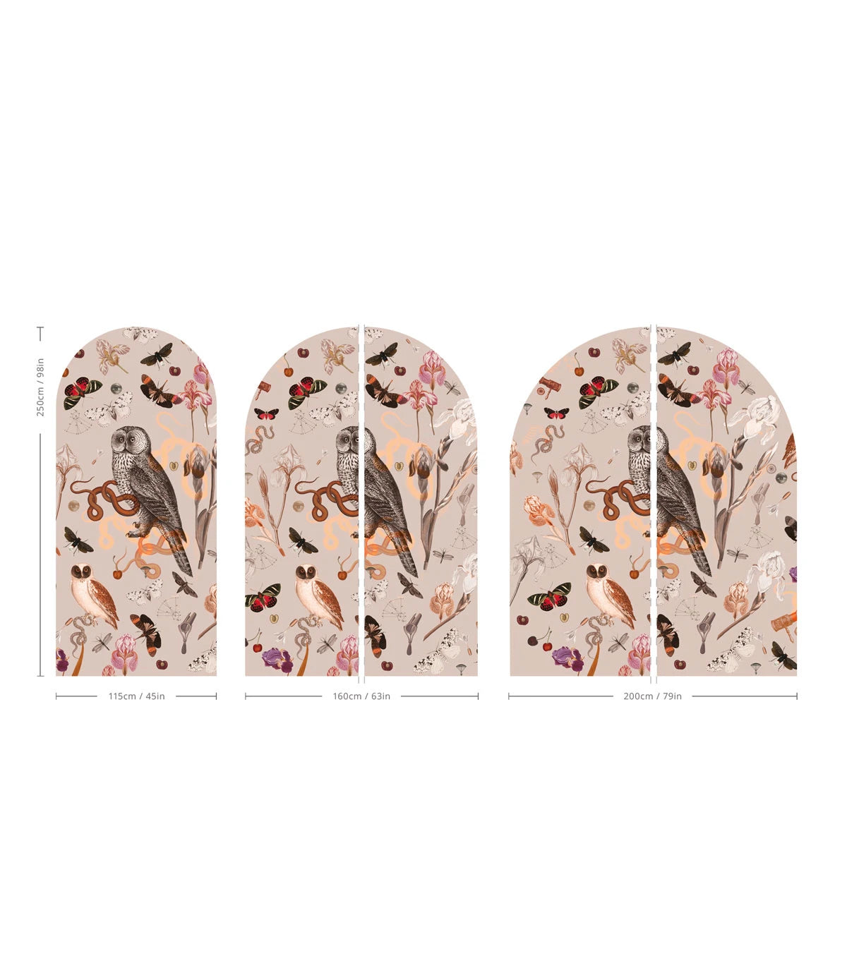 Vlies-Tapete in Bogenform PINK OWLS rosa